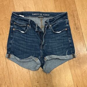 American Eagle Outfitters Blue Jean Shorts High-Waisted Cuffed
